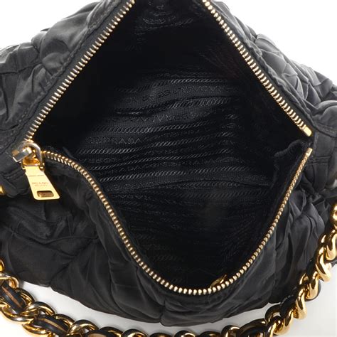 prada bp0584 nero tessuto black quilted nylon chain shoulder bag|Prada Tessuto Nylon Bag .